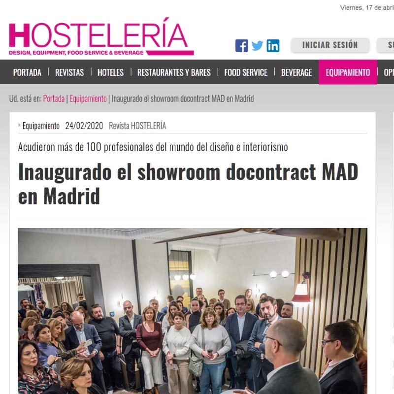 REVISTA HOSTELERÍA Inaugurado el showroom docontract MAD en Madrid