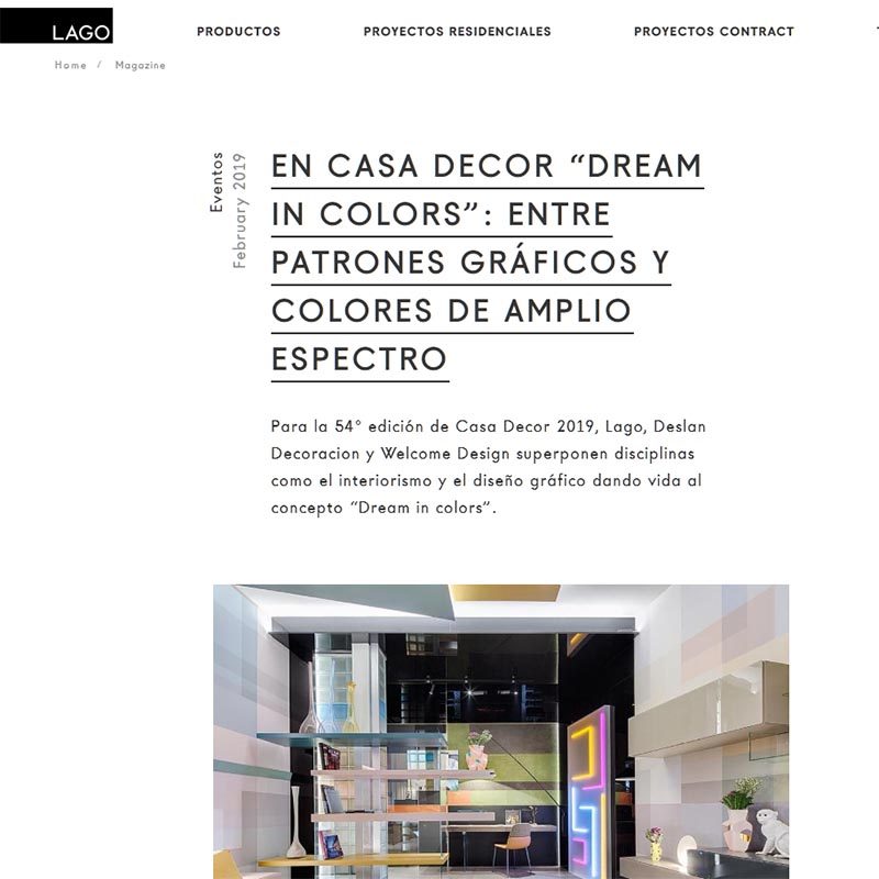 LAGO EN CASA DECOR “DREAM IN COLORS”: ENTRE PATRONES GRÁFICOS Y COLORES DE AMPLIO ESPECTRO