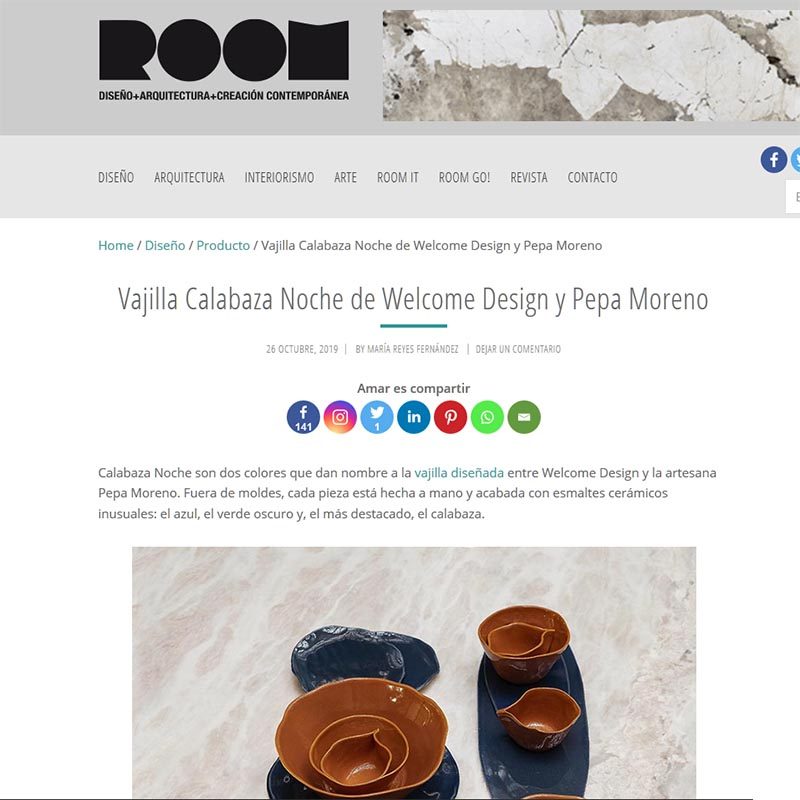 ROOM DISEÑO Vajilla Calabaza Noche de Welcome Design y Pepa Moreno