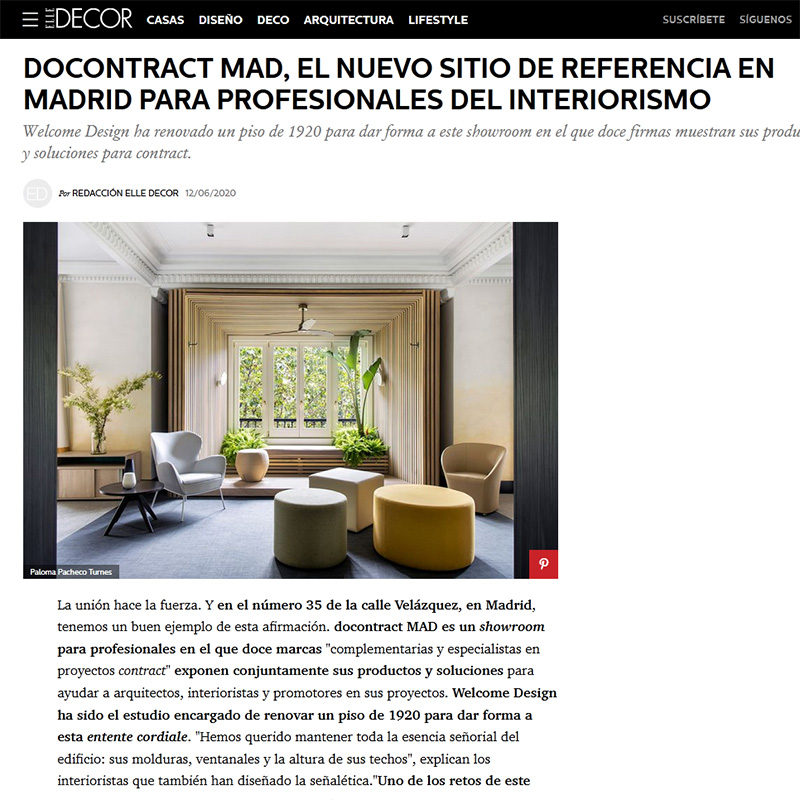 ELLEDECOR. Docontract MAD, el nuevo sitio de referencia en Madrid para profesionales del interiorismo