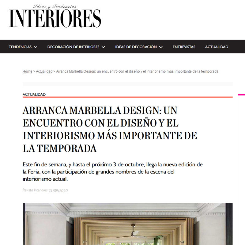 INTERIORES. Arranca Marbella Design: un encuentro con el diseño y el interiorismo más importante de la temporada