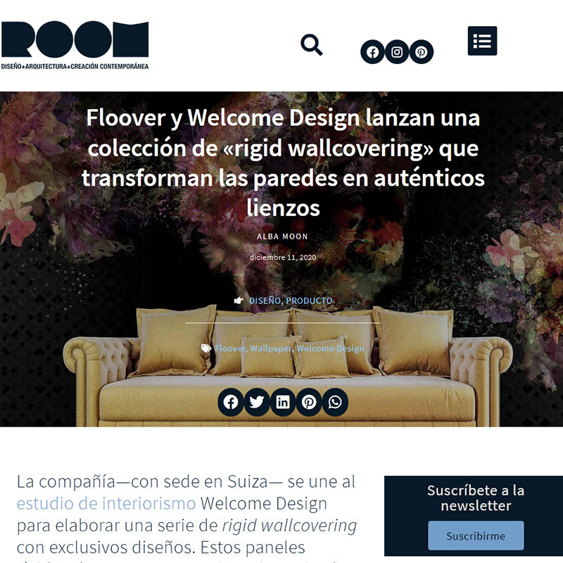 ROOM DISEÑO. Floover y Welcome Design lanzan una colección de «rigid wallcovering» que transforman las paredes en auténticos lienzos