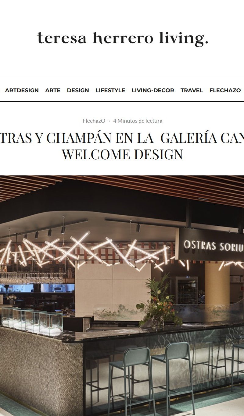 TERESA HERRERO LIVING. Sorlut: ostras y champán en la  Galería Canalejas por Welcome DesignTERESA HERRERO LIVING.